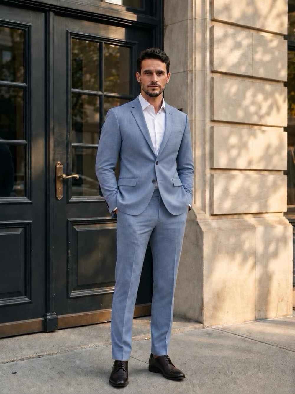 ASOS Men's Light Blue 2-Piece Suit Wool Blend Size 40R / W38 L32